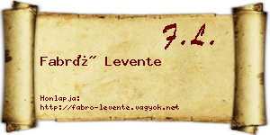 Fabró Levente névjegykártya